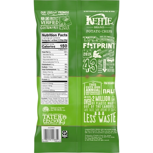 Kettle Brand Potato Chips Jalapeno, 8 x 5 oz Case - DOT product image 8