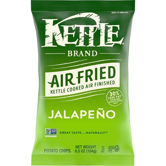 Kettle Foods Potato Chips, Air Fried Jalapeno Kettle Chips, 12 x 6.5 oz Case - Snacks