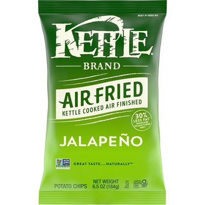 Kettle Foods Potato Chips, Air Fried Jalapeno Kettle Chips, 12 x 6.5 oz Case - Snacks