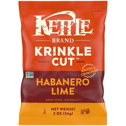 Kettle Foods Potato Chips, Krinkle Cut, Habanero Lime Kettle Chips, Snack Bag, 6 x 2 oz Case - Snacks - image 2