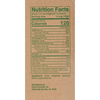 Fresh Gourmet Thompson Seedless Raisins, 1 x 10 lb Case - DOT product image 7