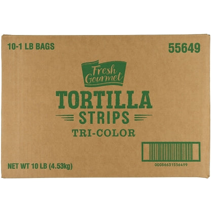Fresh Gourmet Tri-Color Tortilla Strips Salad Salad Topping Bag, 10 x 1 lb Case - DOT product image 7