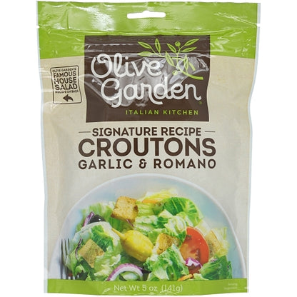 Olive Garden Garlic And Romano Crouton Bag, 9 x 5 oz Case - Croutons & Salad Toppings