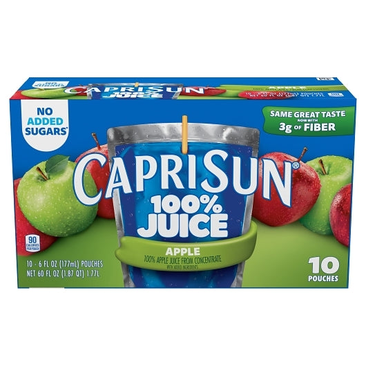 Capri Sun 100% Juice Ready To Drink Apple Juice, 4 x 60 fl oz Case - Fruit & Sides