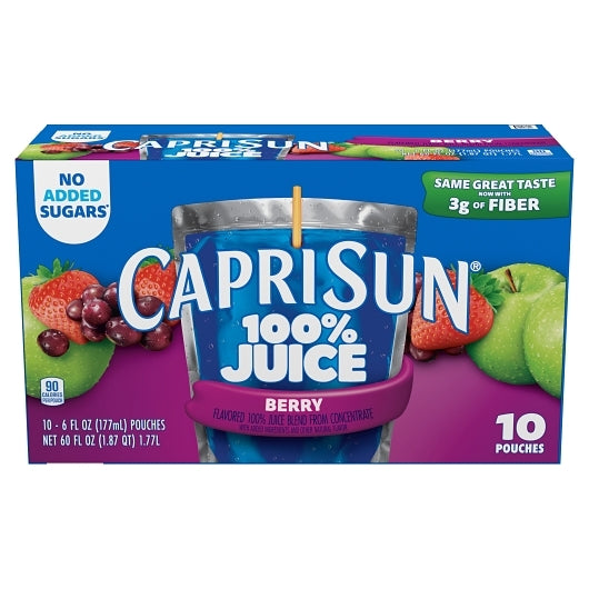 Capri Sun 100% Juice Ready To Drink Berry Juice, 4 x 1.87 QT Case - Beverages
