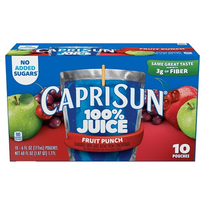 Capri Sun 100% Juice Ready To Drink Fruit Punch, 4 x 1.77 LT Case - Beverages