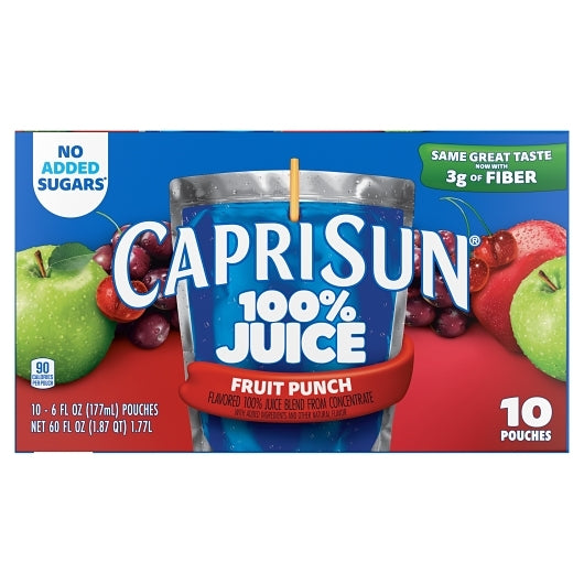 Capri Sun 100% Juice Ready To Drink Fruit Punch, 4 x 1.77 LT Case - DOT product image 2