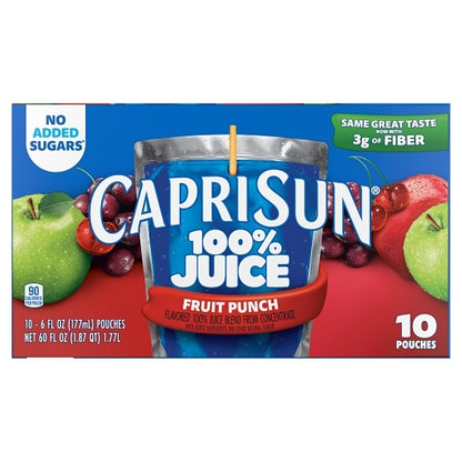 Capri Sun 100% Juice Ready To Drink Fruit Punch, 4 x 1.77 LT Case - DOT product image 2