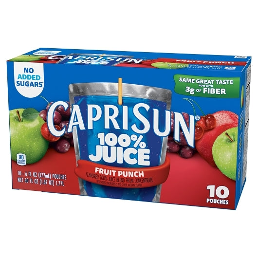 Capri Sun 100% Juice Ready To Drink Fruit Punch, 4 x 1.77 LT Case - DOT product image 5