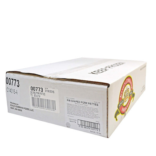 Kings Command Foods Fully Cooked Pork Rib Shaped Patties, 1 x 80 x 3 oz Case - DOT product image 2