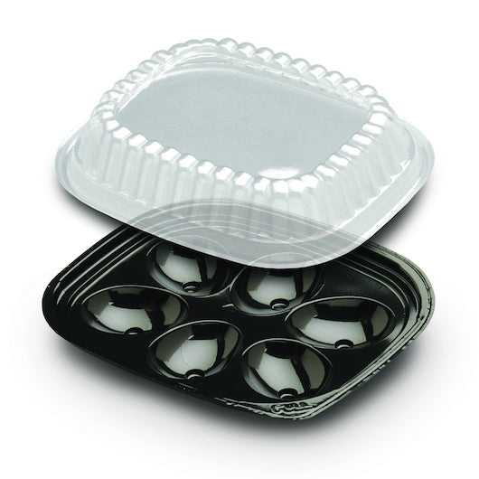 D&W Fine Pack 6 Egg Black Tray, 1 x 416 x 416 each Case - Fast Food Baskets & Trays