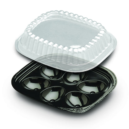 D&W Fine Pack 6 Egg Black Tray, 1 x 416 x 416 each Case - Fast Food Baskets & Trays