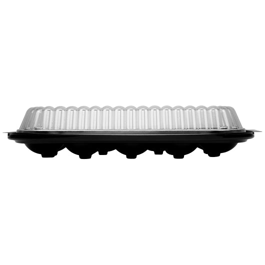 D and W 12 Egg PET Black Tray With Clear Dome, 4 x 82 x 82 each Case - Food Containers & Lids