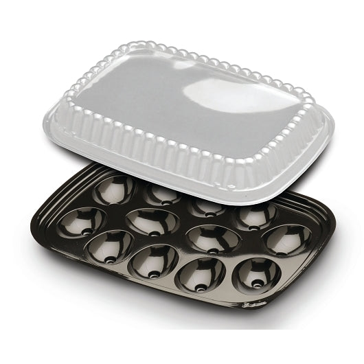 D and W 12 Egg PET Black Tray With Clear Dome, 4 x 82 x 82 each Case - DOT product image 2