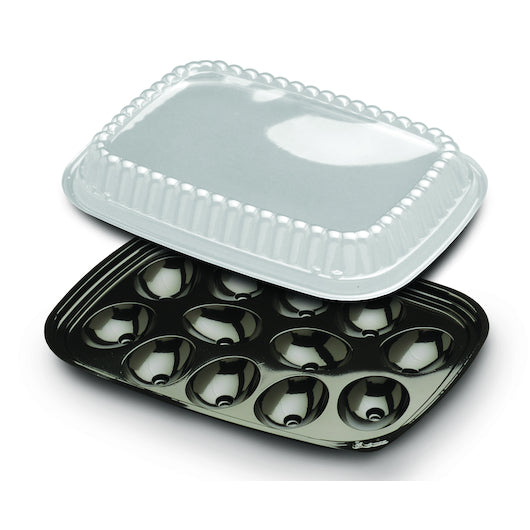 D and W 12 Egg PET Black Tray With Clear Dome, 4 x 82 x 82 each Case - DOT product image 5