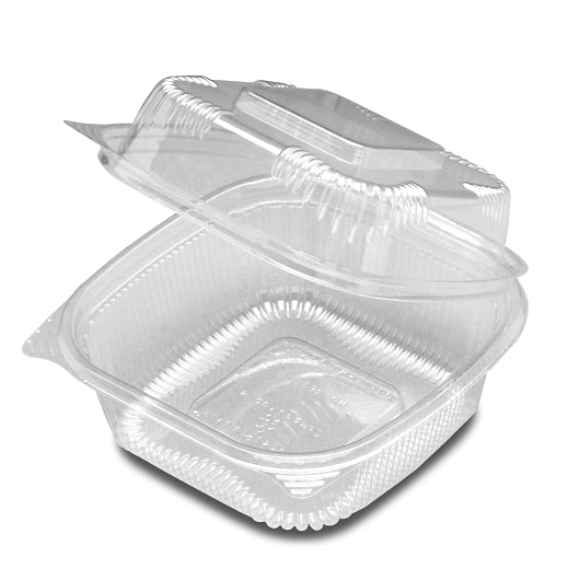 D & W Container Hinged 6 Inch Plastic, 1 x 250 x 250 each Case - Food Containers & Lids