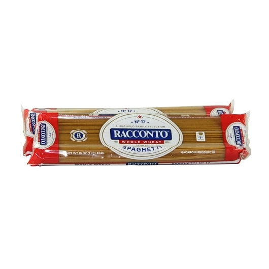 Racconto Pasta Whole Wheat Spaghetti, 20 x 16 oz Case - Pantry Ingredients