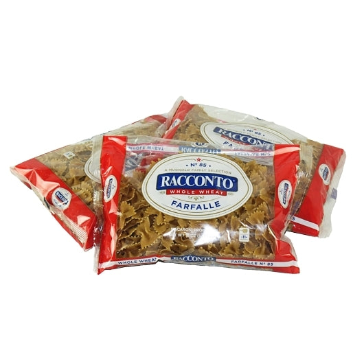 Racconto Pasta Whole Wheat Farfalle Medium Bow Ties, 12 x 16 oz Case - Pantry Ingredients