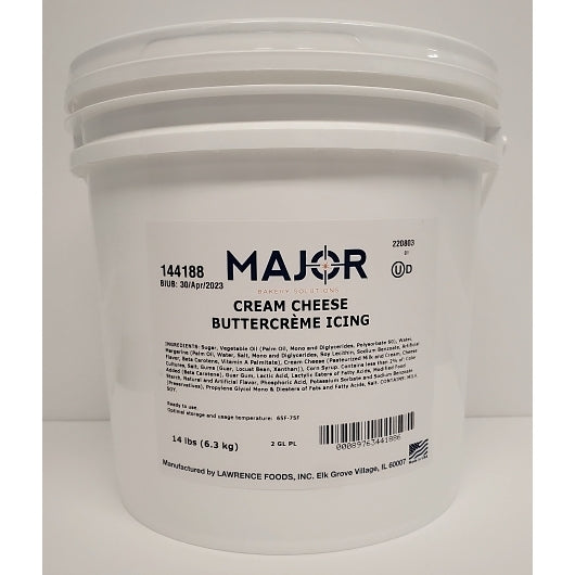 Major Bakery Solutions Cream Cheese Buttercreme Icing, 1 x 14 lb Case - Bakery & Desserts
