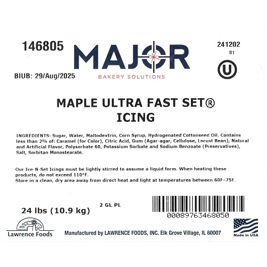 Maple Ice-N-Set Icing Maple Ultra Fast Set® Icing, 1 x 2 GA Case - Bakery & Desserts