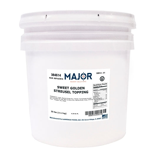 Major Bakery Solutions Sweet Golden Streusel Topping, 1 x 25 lb Case - Bakery & Desserts