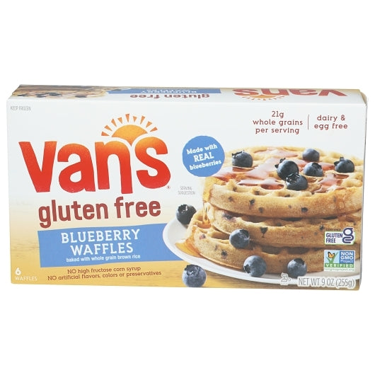 Van's Wheat Free Blueberry Waffles, 12 x 0.56 lb Case - Breakfast Foods