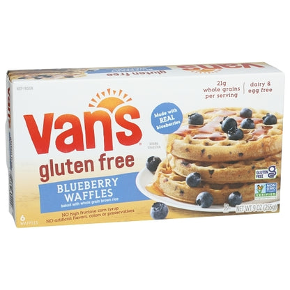 Van's WHEAT FREE BLUEBERRY Waffles, 12 x 0.56 lb Case - Alternate product angle or state