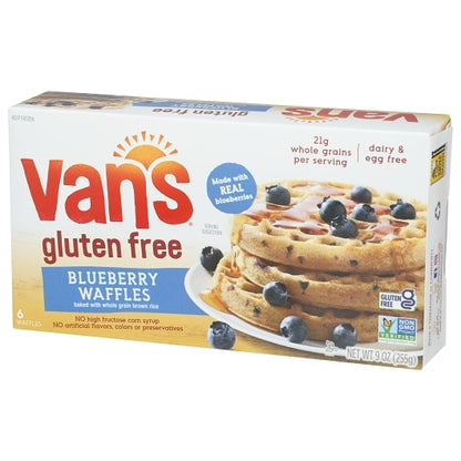 Van's WHEAT FREE BLUEBERRY Waffles, 12 x 0.56 lb Case - Alternate product angle or state