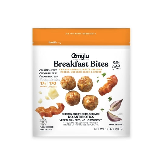 Breakfast Bites White Cheddar & Uncured Bacon Chicken Sausage, 12 x 24 each Case - Frozen Meat & Seafood