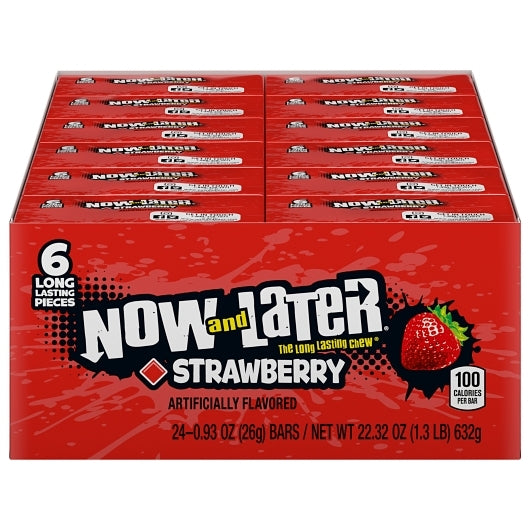 Now and Later Strawberry Chews, 12 x 0.93 oz Case - Candy & Confections