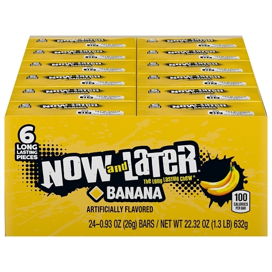 Now and Later Banana Chews, 12 x 0.93 oz Case - Candy & Confections