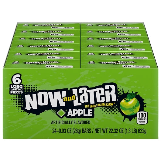 Now and Later Apple Chews, 12 x 0.93 oz Case - Candy & Confections