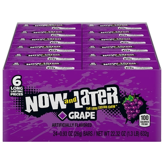 Now and Later Grape Chews, 12 x 0.93 oz Case - Candy & Confections