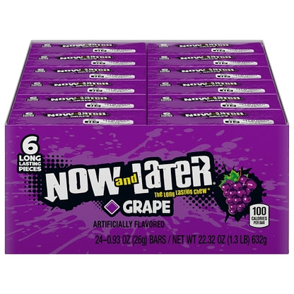 Now and Later Grape Chews, 12 x 0.93 oz Case - Candy & Confections