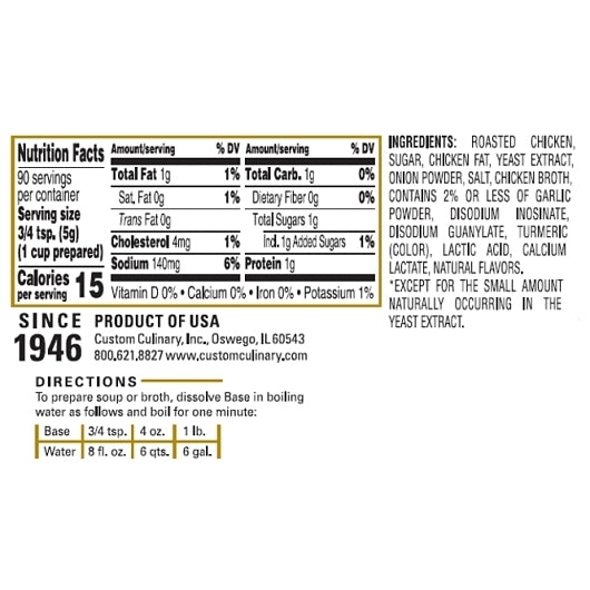 Gold Label Low Sodium Chicken Base Paste, No MSG Added, Gluten Free, 6 x 1 lb Case - DOT product image 6