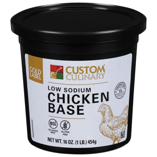Gold Label Low Sodium Chicken Base Paste, No MSG Added, Gluten Free, 6 x 1 lb Case - Prepared Foods