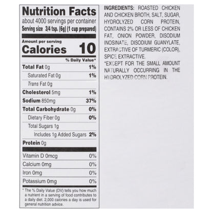 Base Chicken Select Chicken Base Paste, No MSG Added, 1 x 50 lb Case - Combined nutrition and ingredients label