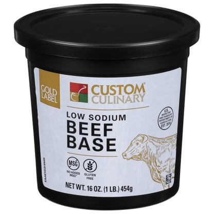 Custom Culinary Beef Low Sodium Beef Base Paste, No MSG Added, Gluten Free, 6 x 1 lb Case - Prepared Foods