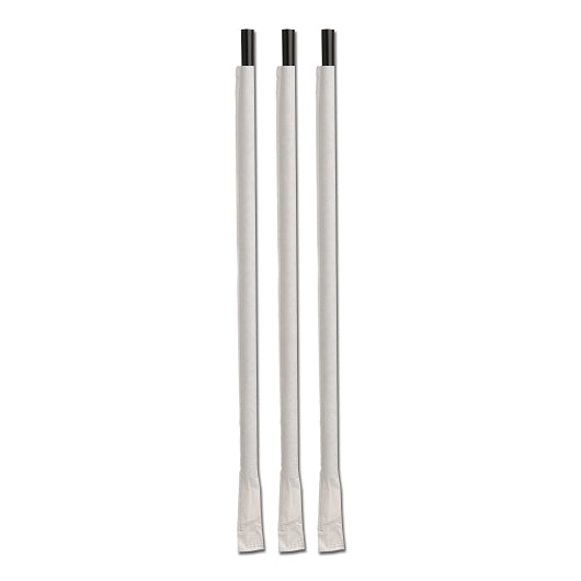 D and W 10.25 Inch Tall Giant Individually Wrapped Ebony Black Straw, 4 x 300 x 300 each Case - Food Containers & Lids