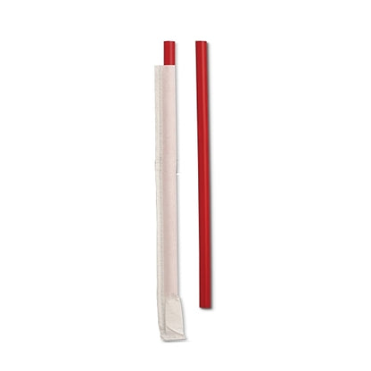 D & W 7.75 Giant Individually Wrapped Red Straw, 24 x 300 x 300 each Case - Food Containers & Lids