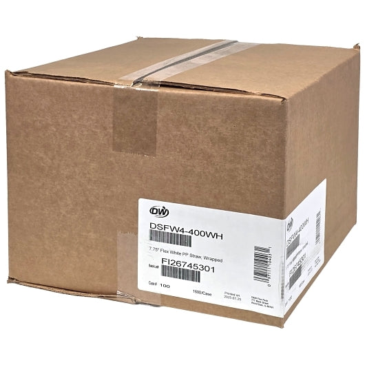 D & W 7.75 Flex Individually Wrapped White Straw, 4 x 400 x 400 each Case - DOT product image 3