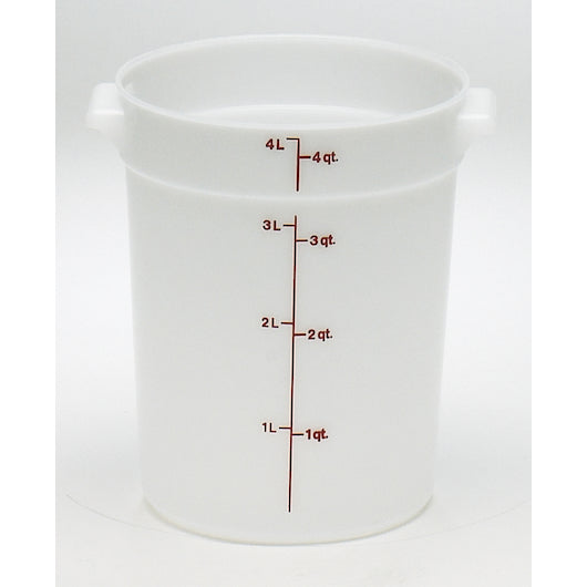Cambro Plastic Round 4 Quart White Poly Container, 1 x 1 each Case - Disposables