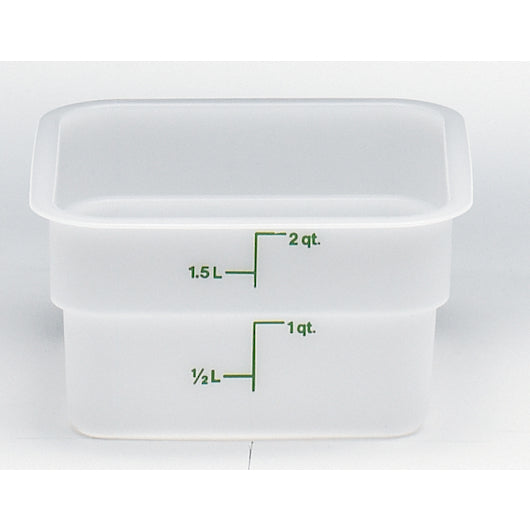 Cambro Camsquare 2 Quart Kelly Green Graduation Mark White Poly Container, 1 x 1 each Case - Food Storage Containers