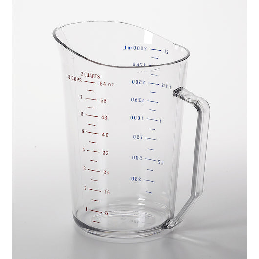 Cambro Plastic Clear 2 Quart Measuring Cup, 1 x 1 each Case - Kitchen Smallware