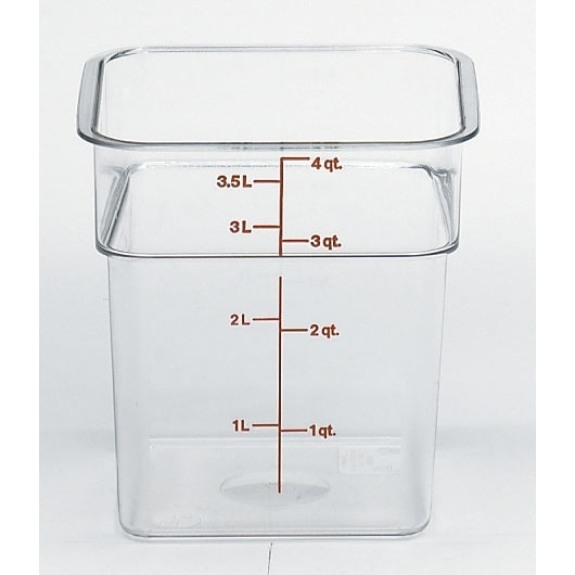 Cambro Camwear Clear Square Container 4 Quart, 1 x 6 each Case - Food Storage Containers