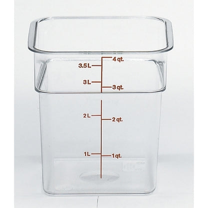 Cambro Camwear Clear Square Container 4 Quart, 1 x 6 each Case - Food Storage Containers