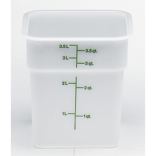 Cambro Camsquare 4 Quart Kelly Green Graduation Mark White Poly Container, 1 x 1 each Case - Food Storage Containers