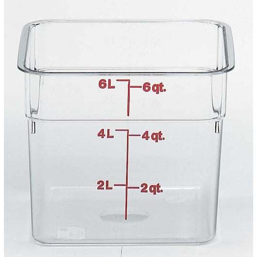 Cambro Camwear Clear Square Container 6 Quart, 1 x 6 each Case - Food Containers & Lids