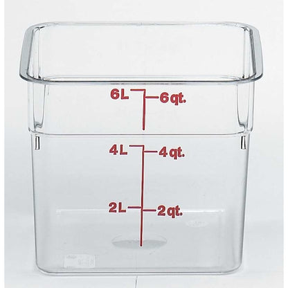 Cambro Camwear Clear Square Container 6 Quart, 1 x 6 each Case - Food Containers & Lids