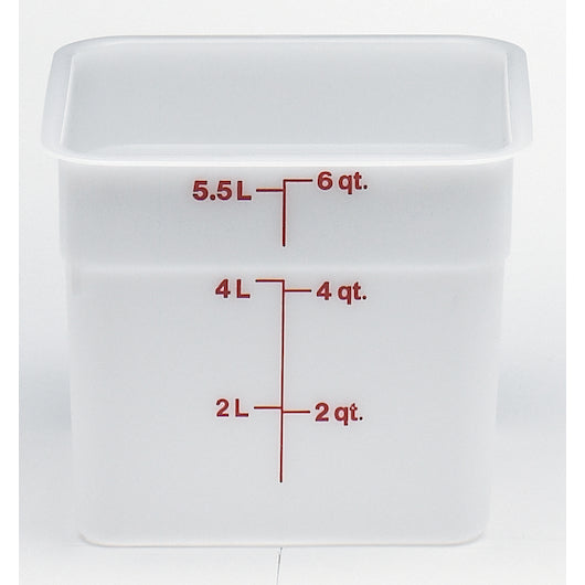 Cambro Camsquare 6 Quart Winter Rose Graduation Mark White Poly Container, 1 x 1 each Case - Food Storage Containers